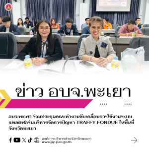 อบจ.พะเยา ร่วมประชุมคณะทำงานขับเคลื่อนการใช้งานระบบแพลตฟอร์มบริหารจัดการปัญหา Traffy fondue ในพื้นที่จังหวัดพะเยา