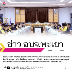 อบจ.พะเยา ร่วมประชุมคณะกรรมการรักษาความมั่นคงและความสงบเรียบร้อยจังหวัดพะเยา ประจำเดือน กรกฏาคม  2568 และประชุมคณะกรรมการศูนย์อำนวยการป้องกันและปราบปรามยาเสพติดจังหวัดพะเยา (ศอ.ปส.จ.พย.)