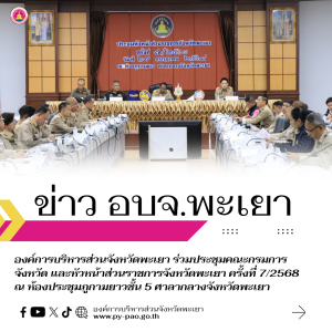 องค์การบริหารส่วนจังหวัดพะเยา ร่วมประชุมคณะกรมการจังหวัด และหัวหน้าส่วนราชการจังหวัดพะเยา ครั้งที่ 7/2568 ณ ห้องประชุมภูกามยาวชั้น 5 ศาลากลางจังหวัดพะเยา