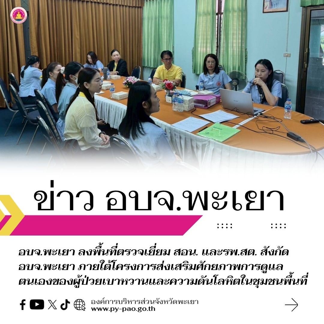 อบจ.พะเยา ลงพื้นที่ตรวจเยี่ยม สอน. และรพ.สต. สังกัด อบจ.พะเยา ภายใต้โครงการส่งเสริมศักยภาพการดูแลตนเองของผู้ป่วยเบาหวานและความดันโลหิตในชุมชนพื้นที่