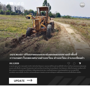 ดำเนินการปรับเกรดถนนและซ่อมแซมถนนทางเข้าพื้นที่การเกษตร ในเขตเทศบาลตำบลเวียง ตำบลเวียง อำเภอเชียงคำ จังหวัดพะเยา