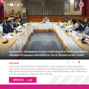 อบจ.พะเยา ประชุมคณะกรรมการสนับสนุนการจัดทำแผนพัฒนา เพื่อจัดทำร่างแผนการดำเนินงาน ประจำปีงบประมาณ 2569